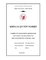 Nghiên cứu hoạt động kinh doanh mặt hàng văn hóa phẩm tại nhà sách Trí tuệ 2 năm 2013 - 2014