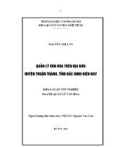 Quản lý văn hóa trên địa bàn huyện Thuận thành, tỉnh Bắc ninh hiện nay